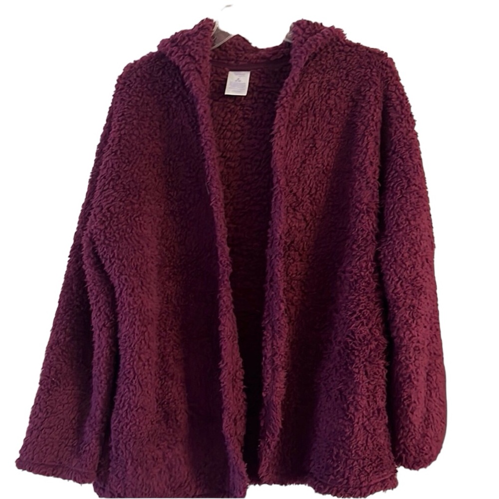 Secret Treasures Sleepwear Plum Fleece Jacket with hood Size M 8-10 Gently worn